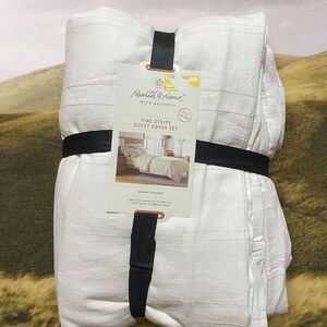 Quiet Luxury Cotton Linen Cottagecore NWT Bohemian Minimalist White Duvet Cover